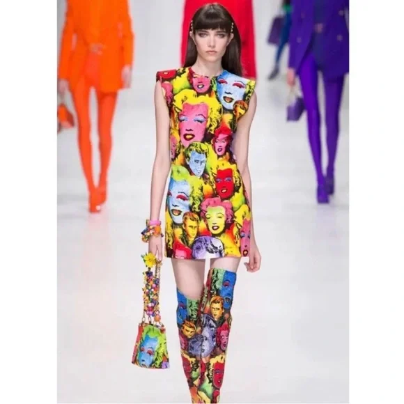 Versace Andy Warhol Pop Art Mini Dress Size 6 - Picture 2 of 6